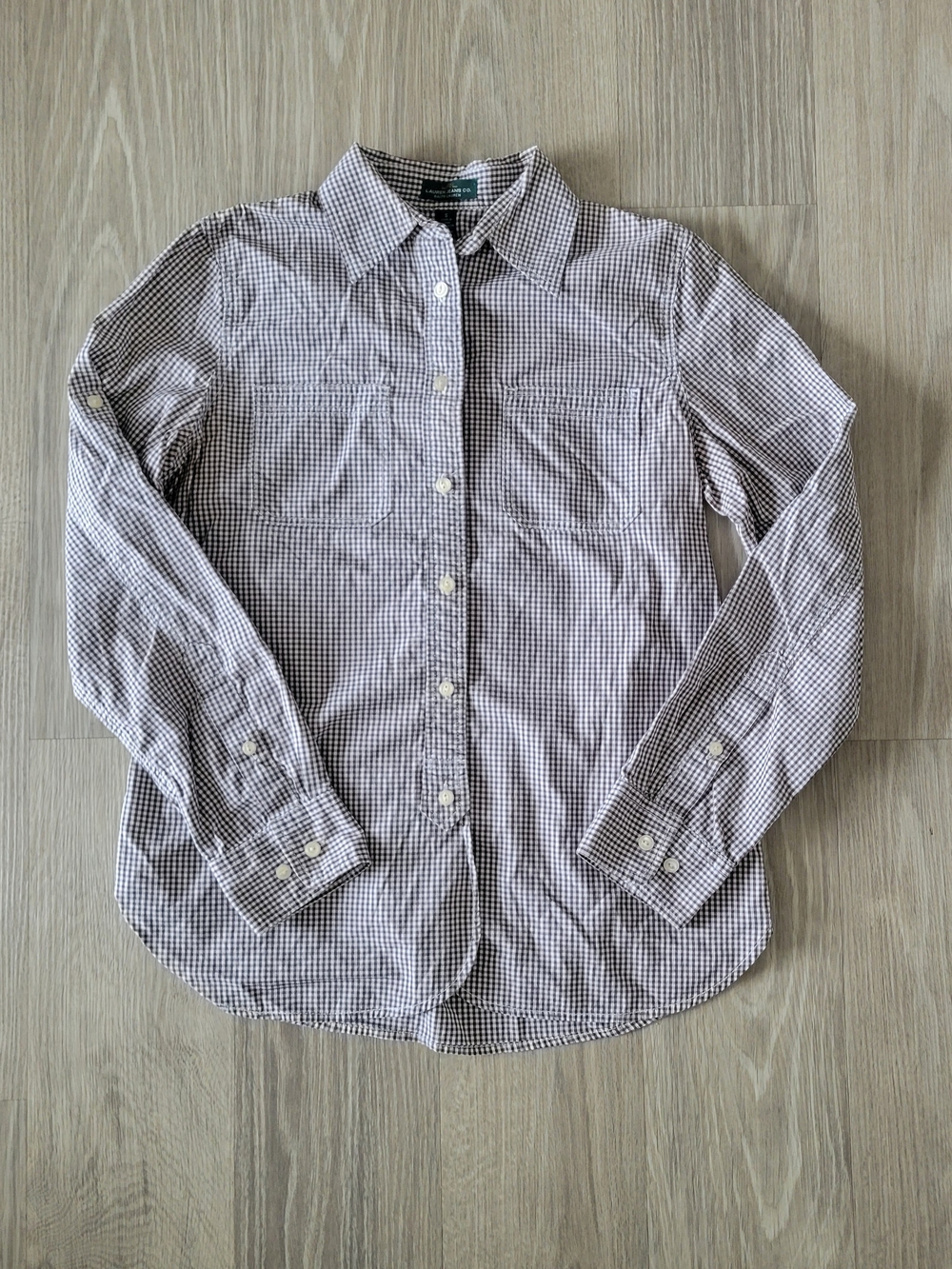 Ralph Lauren Jeans Women's Long-Sleeve Equestrian Gingham Button-Down Shirt Sz S